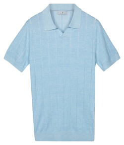 Thomas Maine No Buttons Collar Full Needle Rib Placket Poloshirt Light Blue