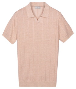 Thomas Maine No Buttons Collar Full Needle Rib Placket Poloshirt Soft Peach