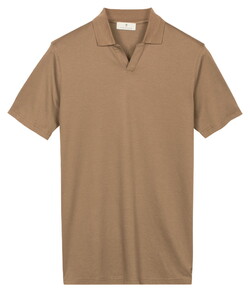 Thomas Maine No Buttons Solid Color Liquid Cotton Polo Licht Beige