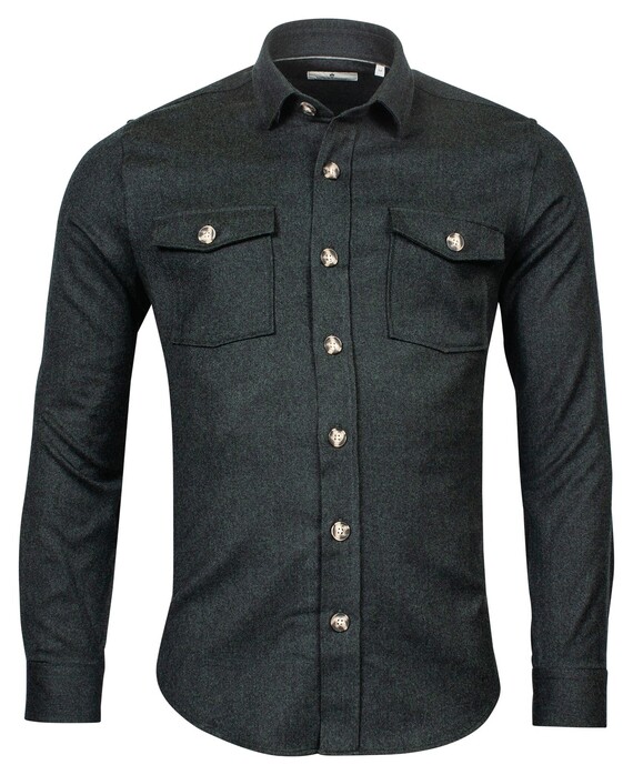 Thomas Maine Overshirt Uni Melange Groen