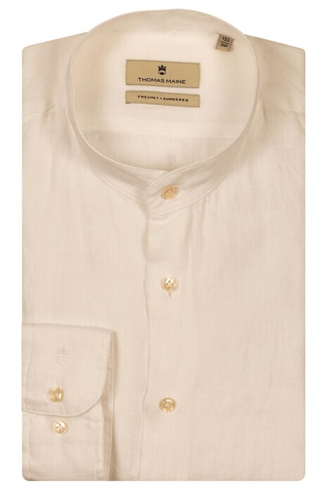 Thomas Maine Palermo Yarn Dyed Linnen Band Collar Overhemd Wit