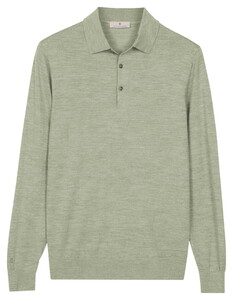 Thomas Maine Placket Button-Up Fine Merino Single Knit Trui Soft Green