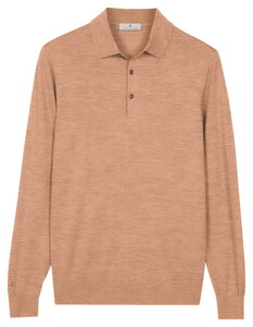 Thomas Maine Placket Button-Up Fine Merino Single Knit Trui Soft Peach