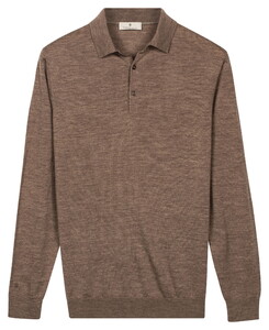 Thomas Maine Placket Button-Up Fine Merino Single Knit Trui Taupe