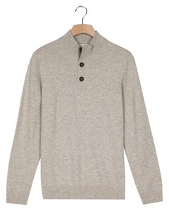 Thomas Maine Placket Buttons Closure Single Knit Subtle Mélange Color Pullover Grey