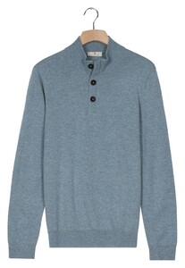Thomas Maine Placket Buttons Closure Single Knit Subtle Mélange Color Pullover Light Blue