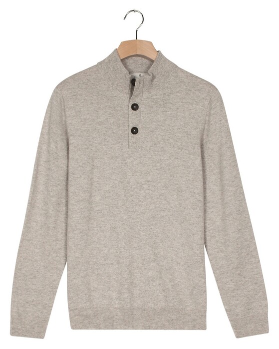 Thomas Maine Placket Buttons Closure Single Knit Subtle Mélange Color Trui Grijs