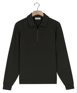 Thomas Maine Polo Half Zip Collar Sweatshirt Trui Donker Groen