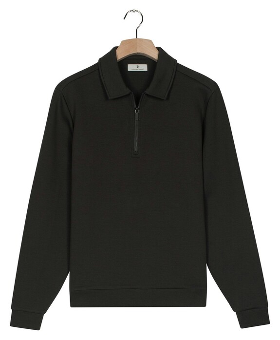 Thomas Maine Polo Half Zip Collar Sweatshirt Trui Donker Groen