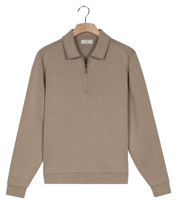 Thomas Maine Polo Half Zip Collar Sweatshirt Trui Greige