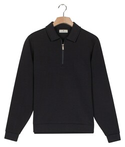 Thomas Maine Polo Half Zip Collar Sweatshirt Trui Navy