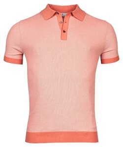 Thomas Maine Polo Pullover 2-Tone Jacquard Knit Poloshirt Coral