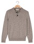 Thomas Maine Polo Pullover Button Collar Fine Lambswool Single Knit Trui Grijs