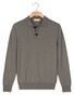 Thomas Maine Polo Pullover Button Collar Fine Lambswool Single Knit Trui Grijsgroen