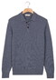 Thomas Maine Polo Pullover Button Collar Fine Lambswool Single Knit Trui Storm Sky