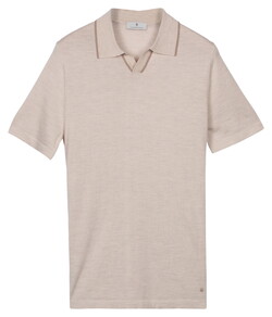 Thomas Maine Polo Pullover Fine Merino Full Needle Rib Placket Contrast Kitt