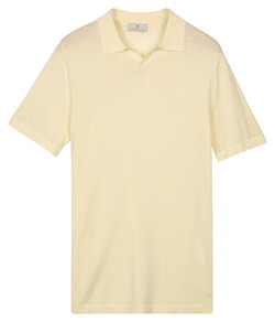 Thomas Maine Polo Pullover Fine Merino Full Needle Rib Placket Contrast Zacht Geel