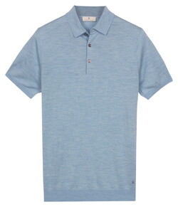 Thomas Maine Polo Pullover Fine Merino Single Knit Licht Blauw