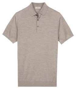 Thomas Maine Polo Pullover Fine Merino Single Knit Licht Grijs Melange