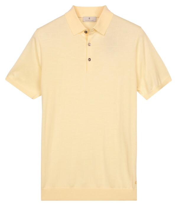 Thomas Maine Polo Pullover Fine Merino Single Knit Zacht Geel
