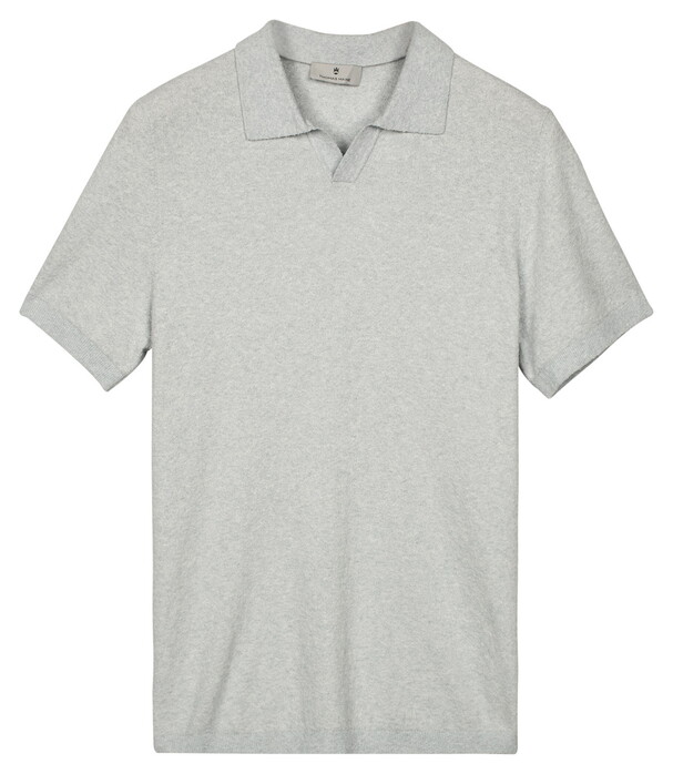 Thomas Maine Polo Pullover Full Needle Rib Placket Single Knit Ice Blue