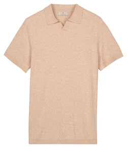 Thomas Maine Polo Pullover Full Needle Rib Placket Single Knit Licht Beige