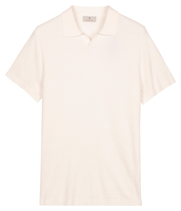Thomas Maine Polo Pullover Full Needle Rib Placket Single Knit Off White