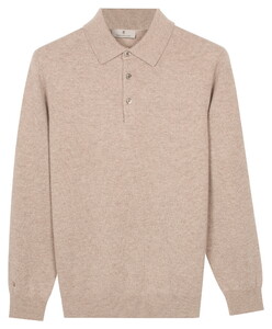 Thomas Maine Polo Pullover Luxury Merino Cashmere Single Knit Trui Ecru