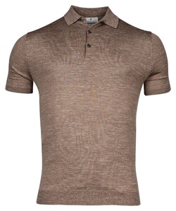 Thomas Maine Polo Pullover Short Sleeve Single Knit Merino Linnen Zijde Honey Brown