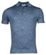 Thomas Maine Polo Pullover Short Sleeve Single Knit Merino Linnen Zijde Midden Blauw