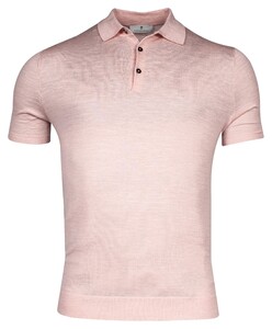 Thomas Maine Polo Pullover Short Sleeve Single Knit Merino Linnen Zijde Old Rose