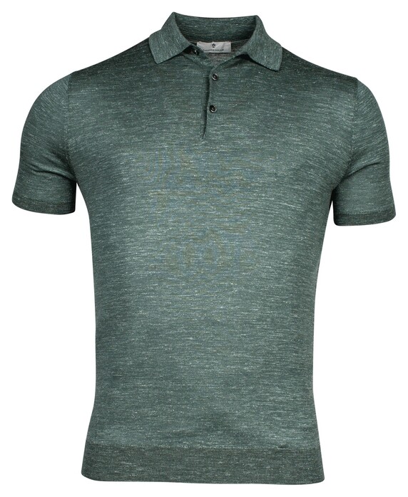 Thomas Maine Polo Pullover Short Sleeve Single Knit Merino Linnen Zijde Teal
