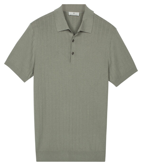 Thomas Maine Polo Pullover Stroke Pattern Knit Groen