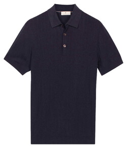 Thomas Maine Polo Pullover Stroke Pattern Knit Navy