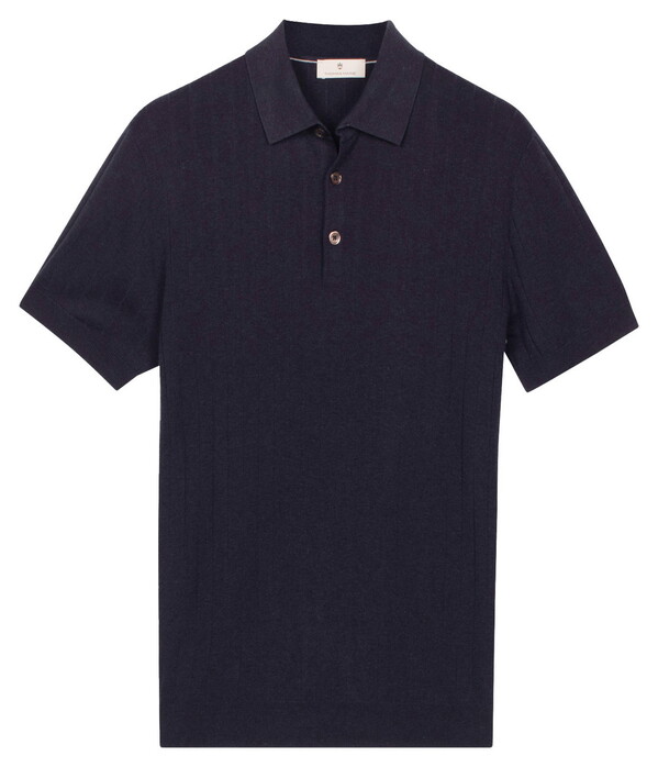 Thomas Maine Polo Pullover Stroke Pattern Knit Navy