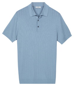 Thomas Maine Polo Pullover Stroke Pattern Knit Poloshirt Light Blue