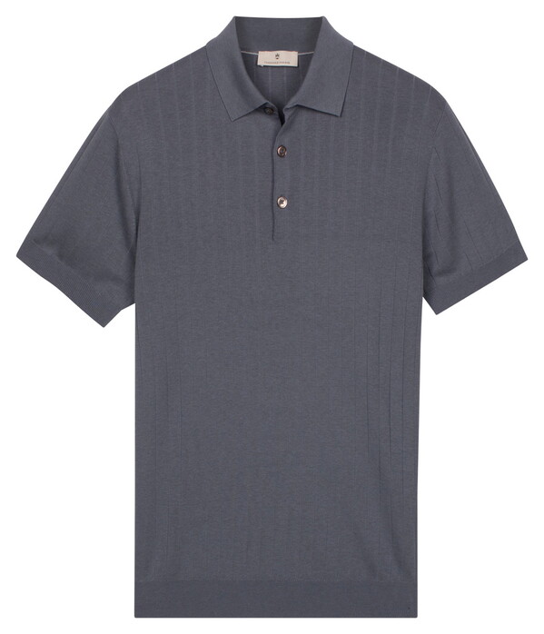 Thomas Maine Polo Pullover Stroke Pattern Knit Storm Blue