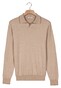 Thomas Maine Polo Pullover V-Collar Jacquard Knit Herringbone Trui Licht Beige