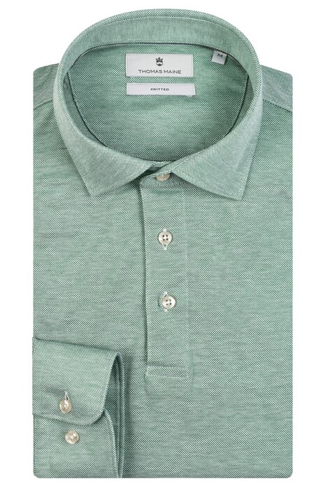 Thomas Maine Poloshirt Longsleeve Jersey 2Tone Groen