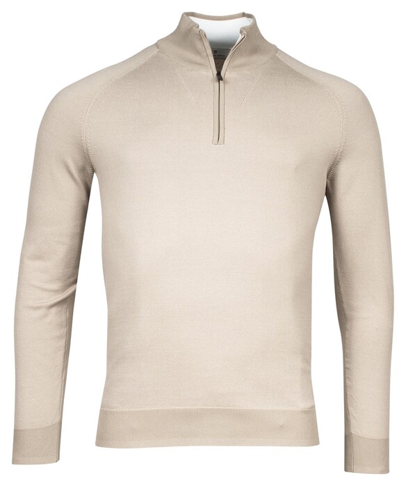 Thomas Maine Pullover Half Zip Double Knit Inner Cotton Layer Trui Kitt