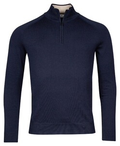 Thomas Maine Pullover Half Zip Double Knit Inner Cotton Layer Trui Navy