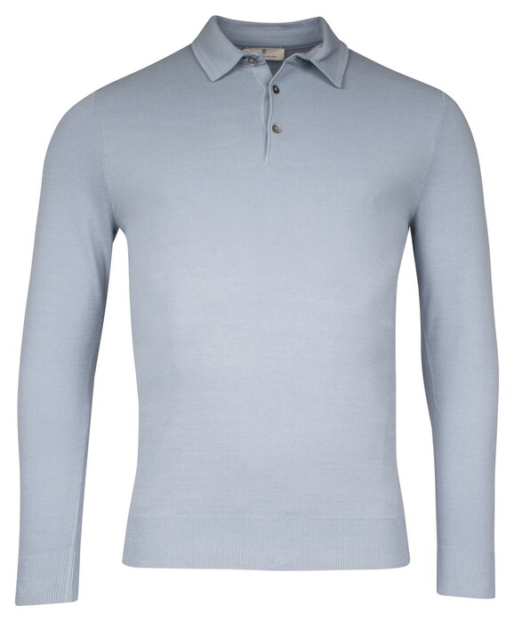 Thomas Maine Pullover Polo Collar Half Milano Knit Trui Licht Blauw