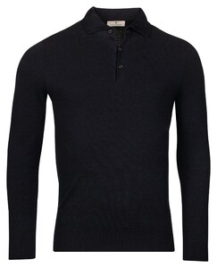 Thomas Maine Pullover Polo Collar Half Milano Knit Trui Navy