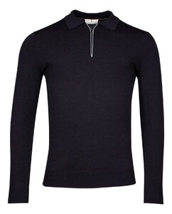 Thomas Maine Pullover Polo Half Zip Collar Single Knit Blue