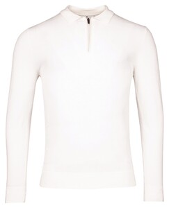 Thomas Maine Pullover Polo Half Zip Collar Single Knit Off White