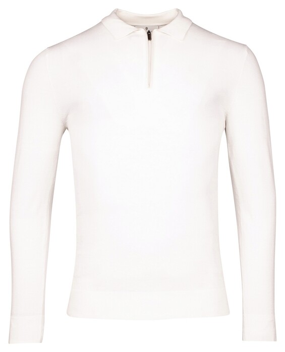 Thomas Maine Pullover Polo Half Zip Collar Single Knit Trui Off White