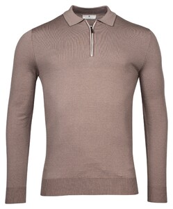 Thomas Maine Pullover Polo Half Zip Collar Single Knit Trui Taupe