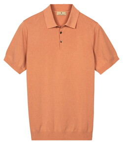 Thomas Maine Pullover Polo Piqué Structure Knit Garment Dye Light Stone Wash Soft Coral