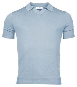 Thomas Maine Pullover Polo Single Knit Licht Blauw