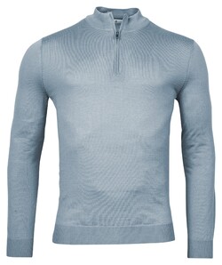 Thomas Maine Pullover Shirt Style Zip Single Knit Trui Licht Blauw